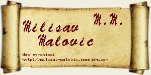 Milisav Malović vizit kartica